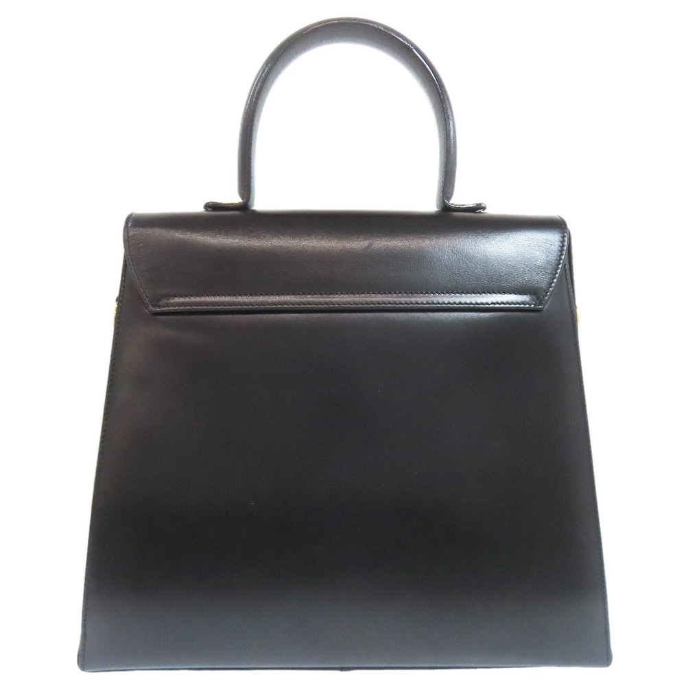 Salvatore Ferragamo Gancini Calfskin Handbag Black